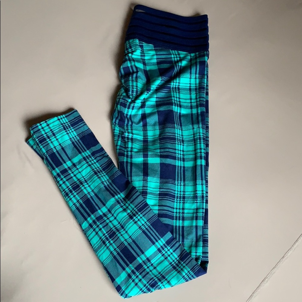 Cute Booty Lounge blue plaid leggings